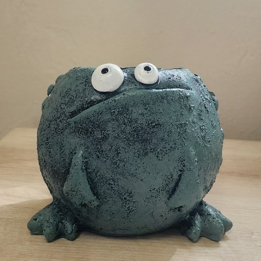 Funny Frog Planter Pot Grumpy Toad Succulent Vase Green Textured 4 Inch
